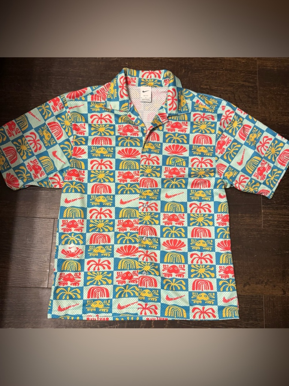 Nike Men’s Teal, Red & Yellow Graphic Polo Shirt